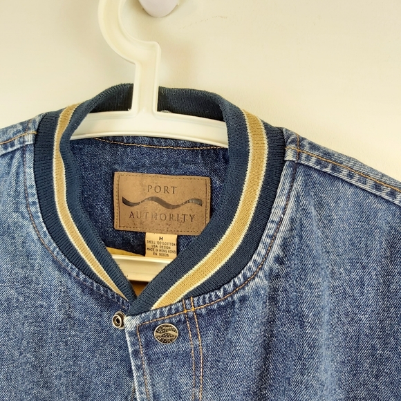 Vintage Contrast Denim Bomber Jacket sz Medium - Picture 9 of 13